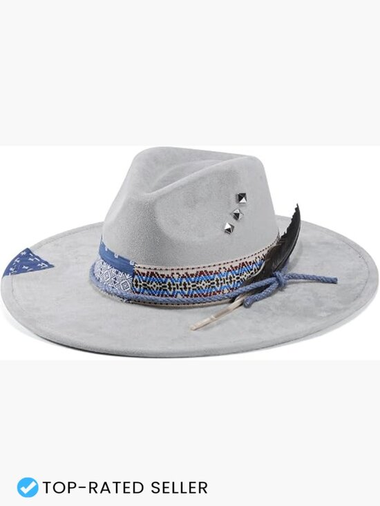 Wide Brim Fedora Hat Dress Up Handmade Retro Western Felt Panama Unisex main image 6
